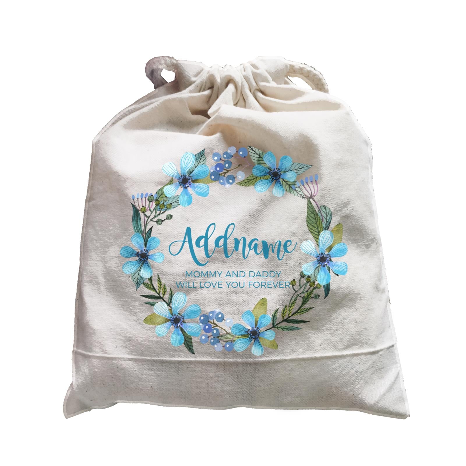 Turqoise Flower Wreath Personalizable with Name and Text Satchel