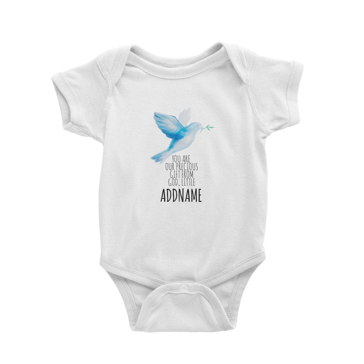 Precious Gift From God Dove Newborn White White Baby Romper