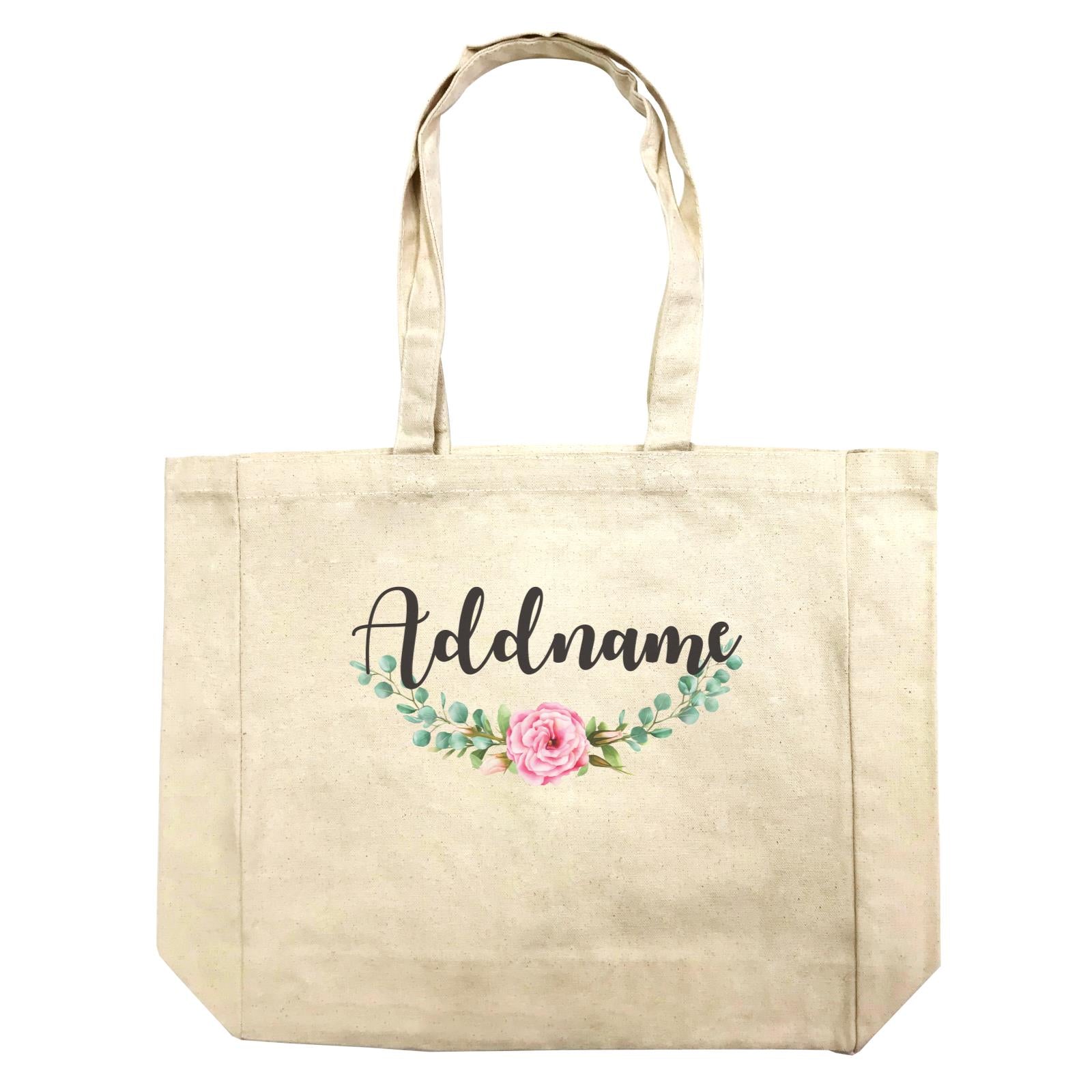 Floral Modern Pink Flowers Addname Shopping Bag