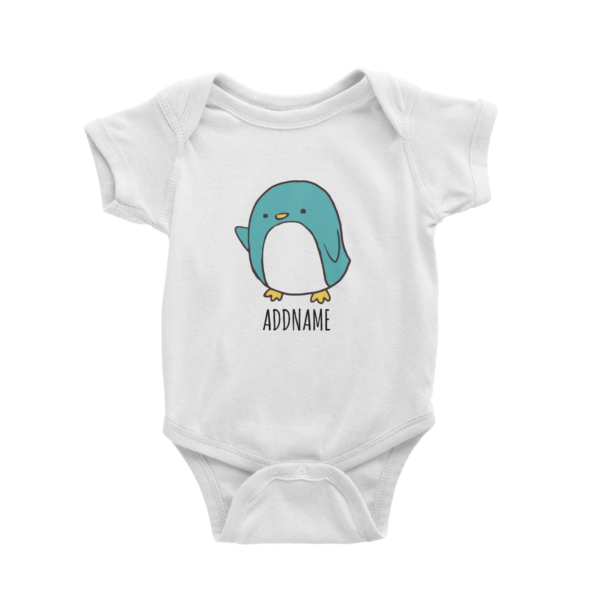 Cartoon Kawaii Penguin Doodle White White Baby Romper