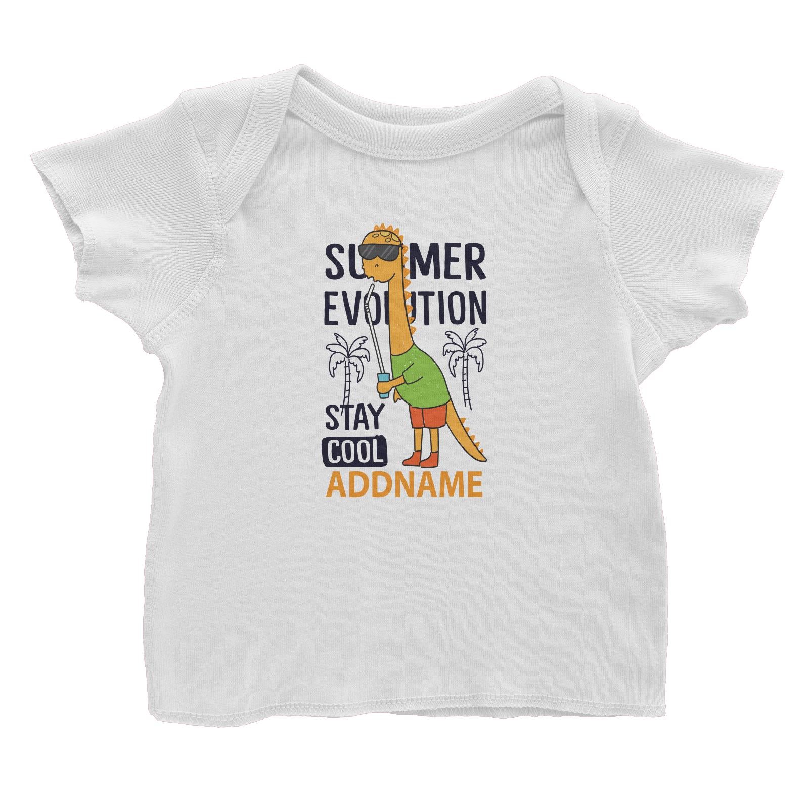 Cool Cute Dinosaur Summer Evolution Stay Cool Addname Baby T-Shirt
