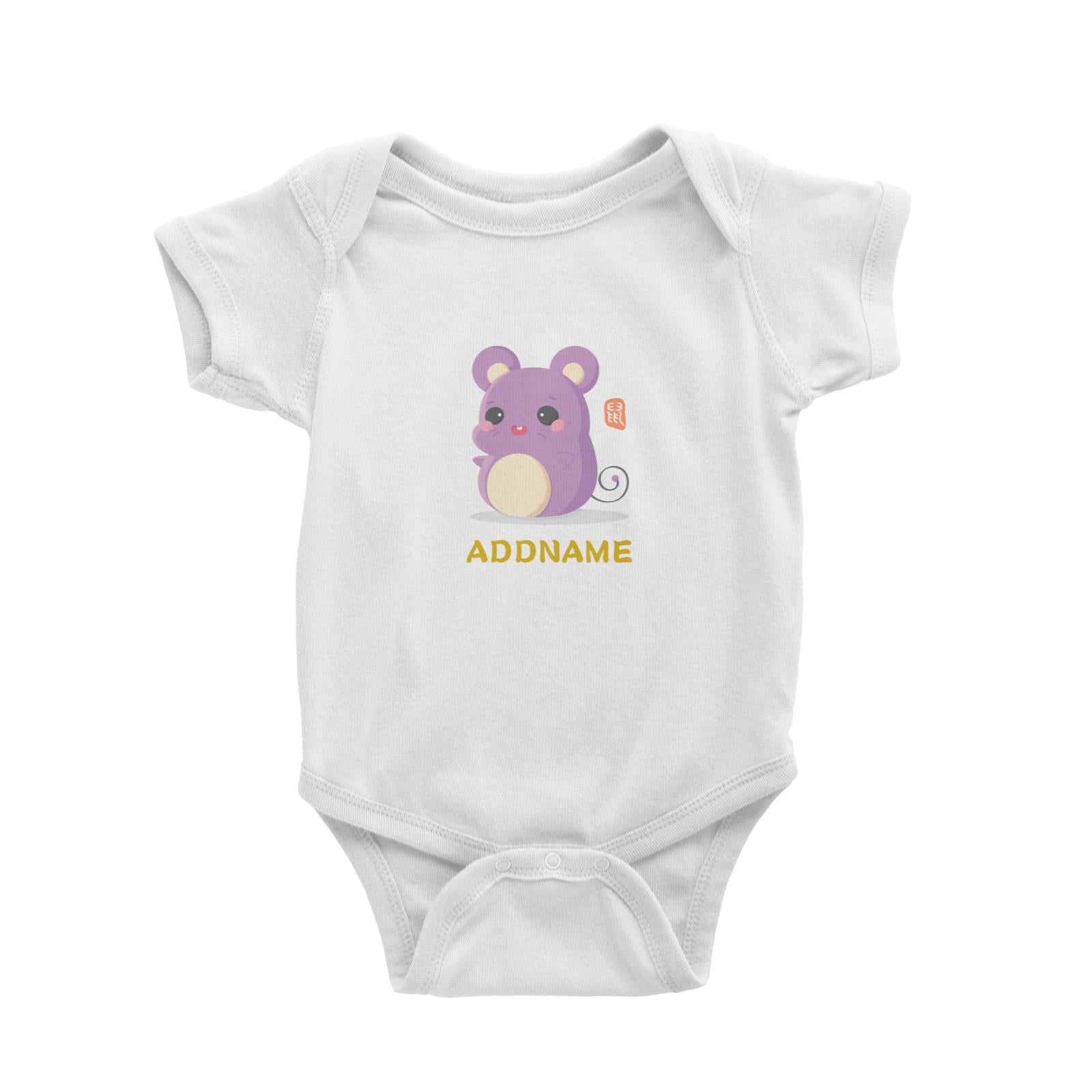 Chinese New Year Cute Twelve Zodiac Animals Rat Addname Baby Romper