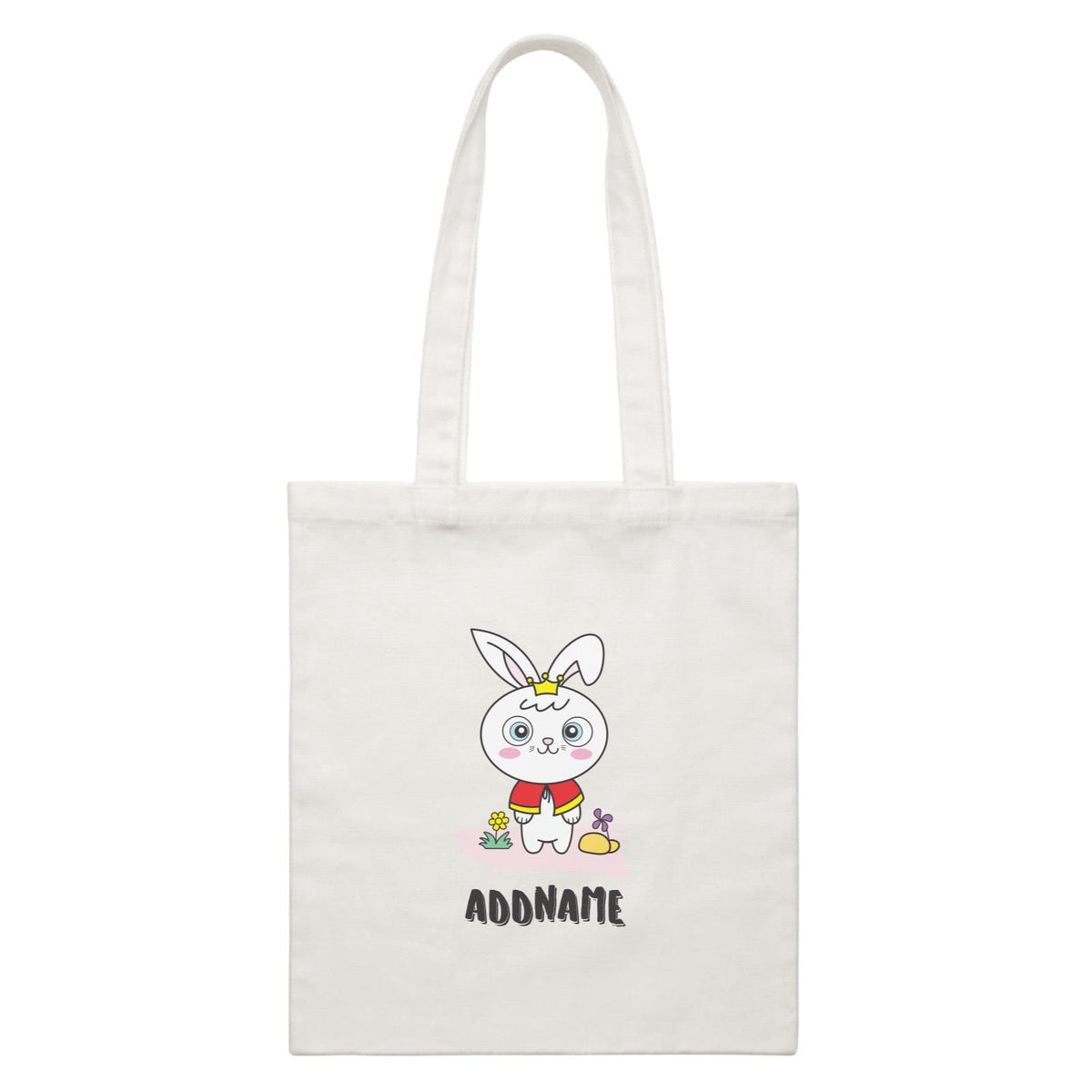 Cool Cute Animals Rabbit Rabbit With Crown Addname White Canvas Bag