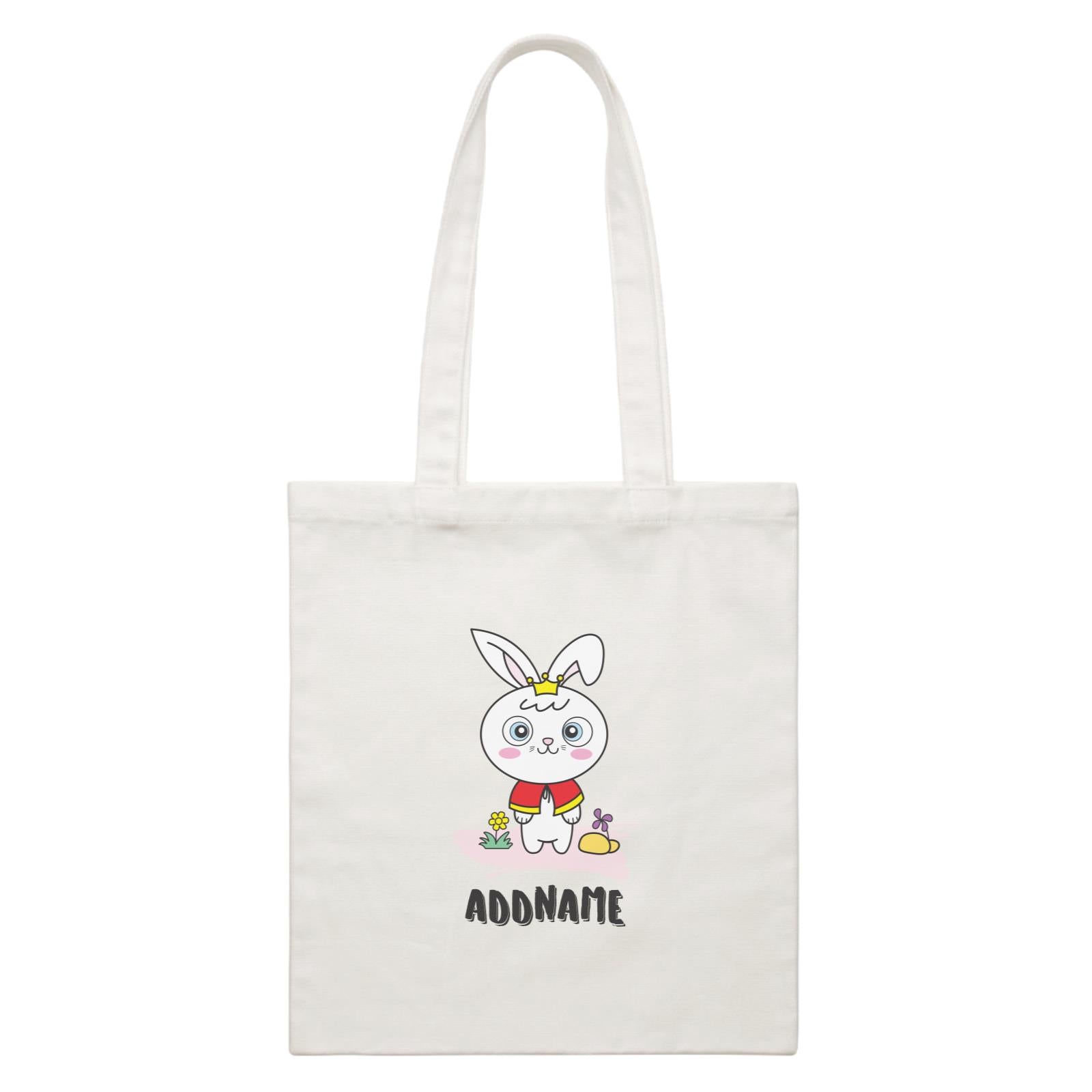Cool Cute Animals Rabbit Rabbit With Crown Addname White Canvas Bag