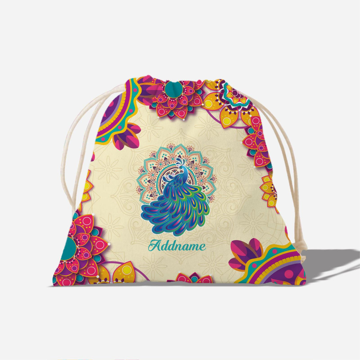 Deepavali Series Virtue Peacock Full Print Satchel - Sky Blue Mandala