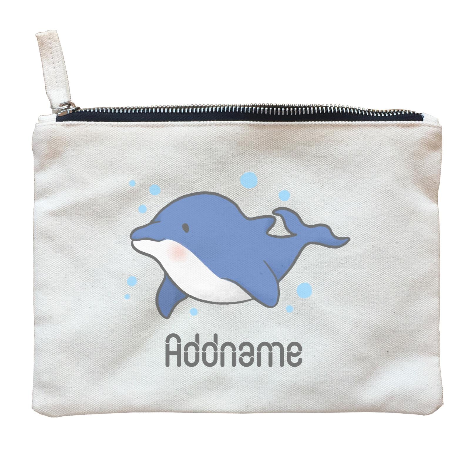 Cute Hand Drawn Style Dolphin Addname Zipper Pouch