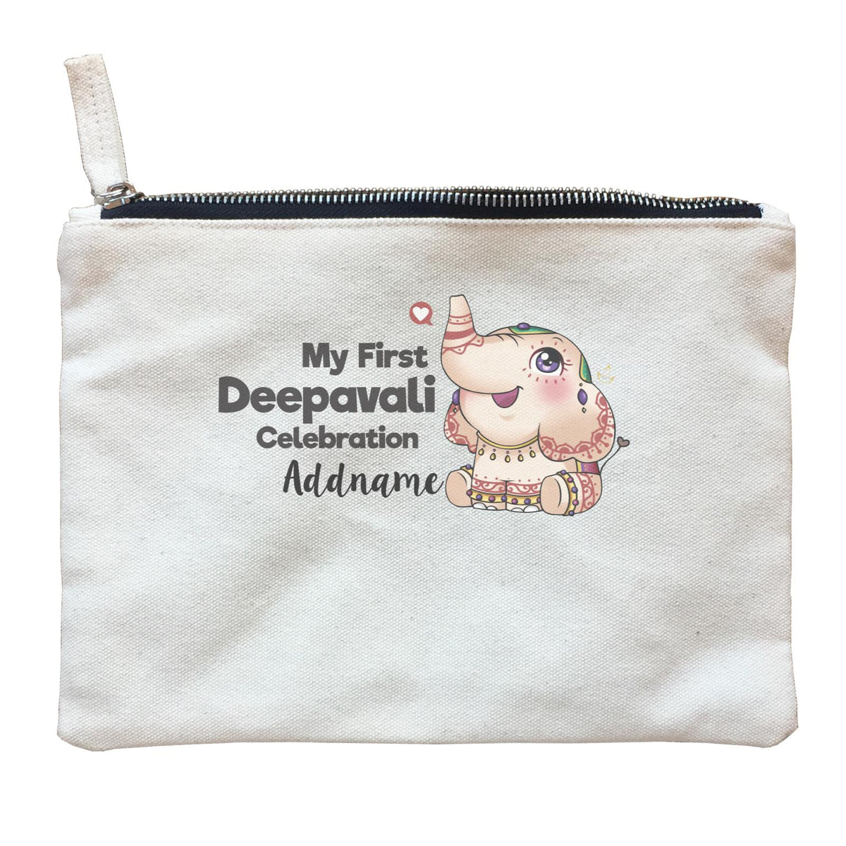 Deepavali Cute Decorative Ganesha My First Deepavali Celebration Addname Zipper Pouch