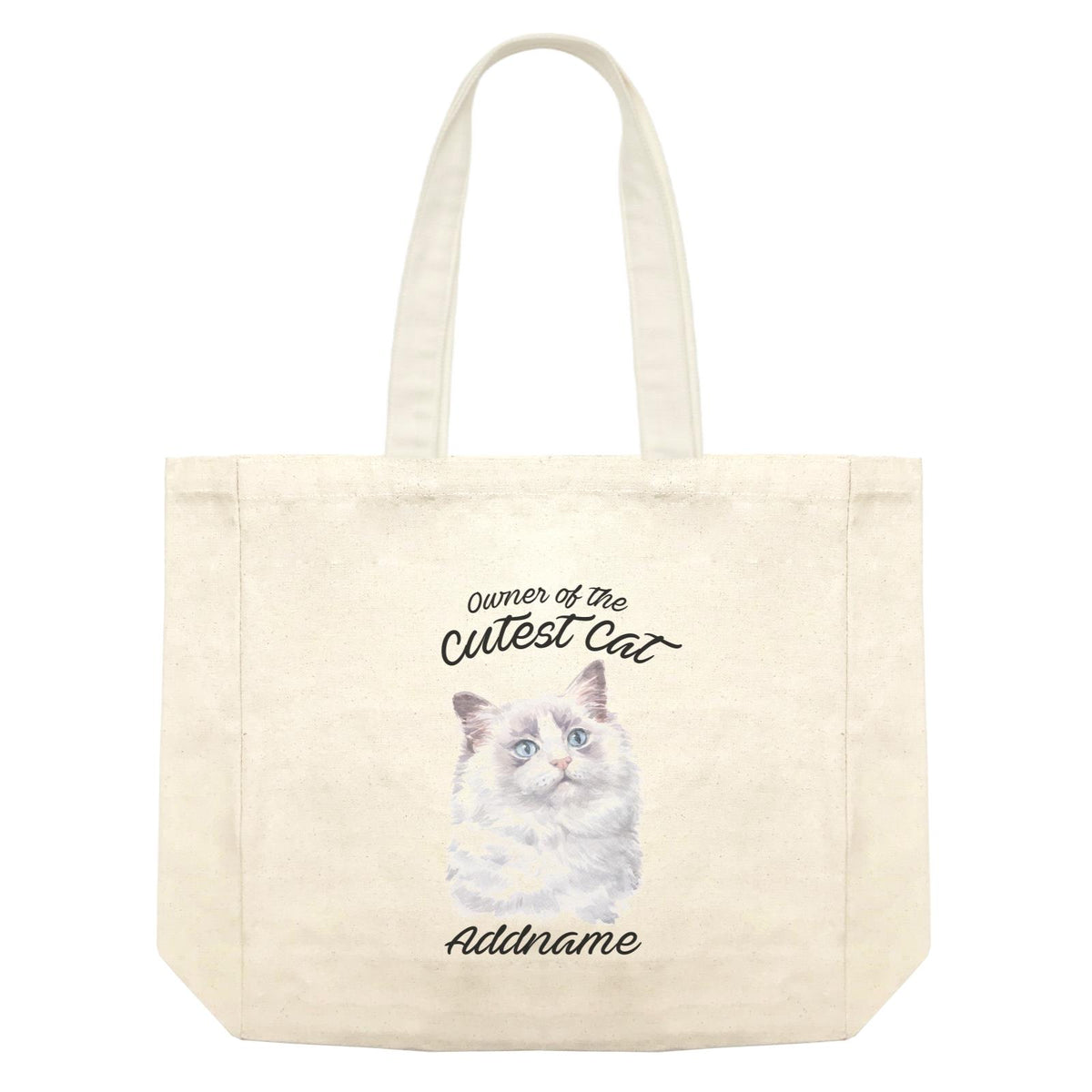 Watercolor Owner Of The Cutest Cat Ragdoll White Addname Shopping Bag