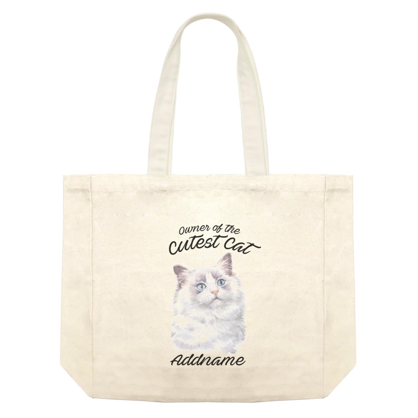 Watercolor Owner Of The Cutest Cat Ragdoll White Addname Shopping Bag