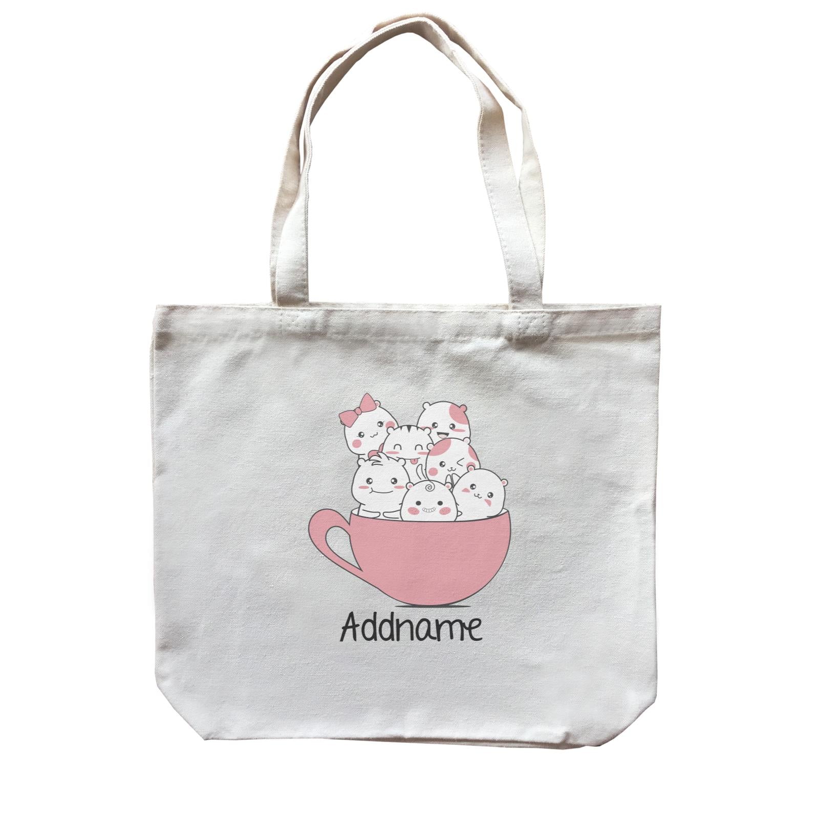 Cute Animals And Friends Series Cute Hamster Group Coffee Cup Addname Canvas Bag