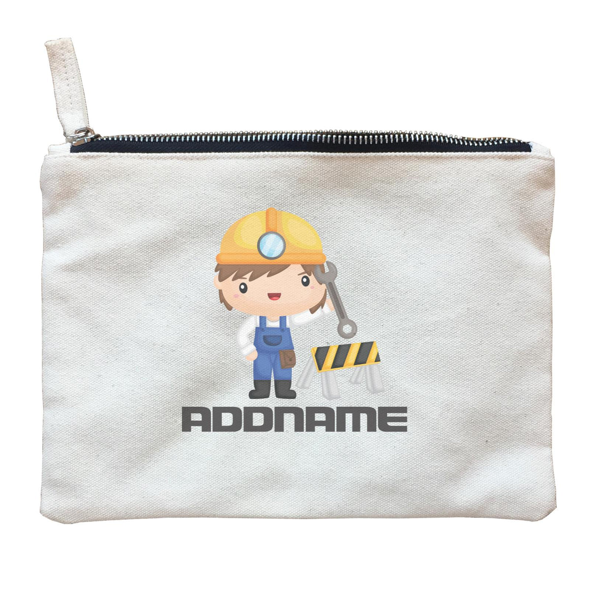 Birthday Construction Repair Worker Boy Addname Zipper Pouch