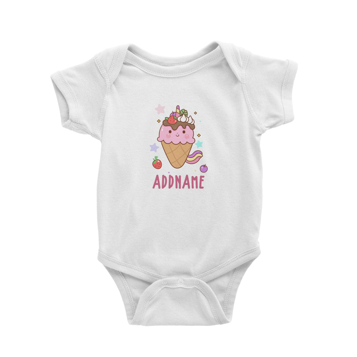 Unicorn And Princess Series Unicorn Ice Cream Addname Baby Romper
