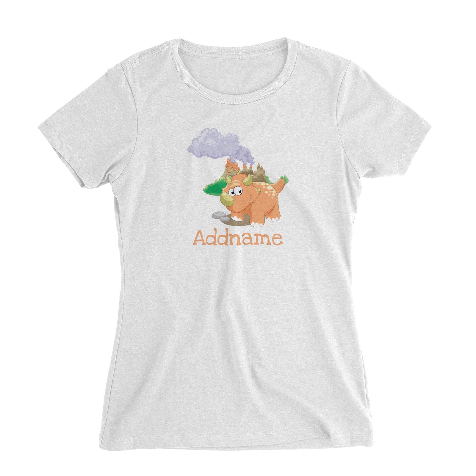 Dinosaurs Triceratop Addname Women's Slim Fit T-Shirt