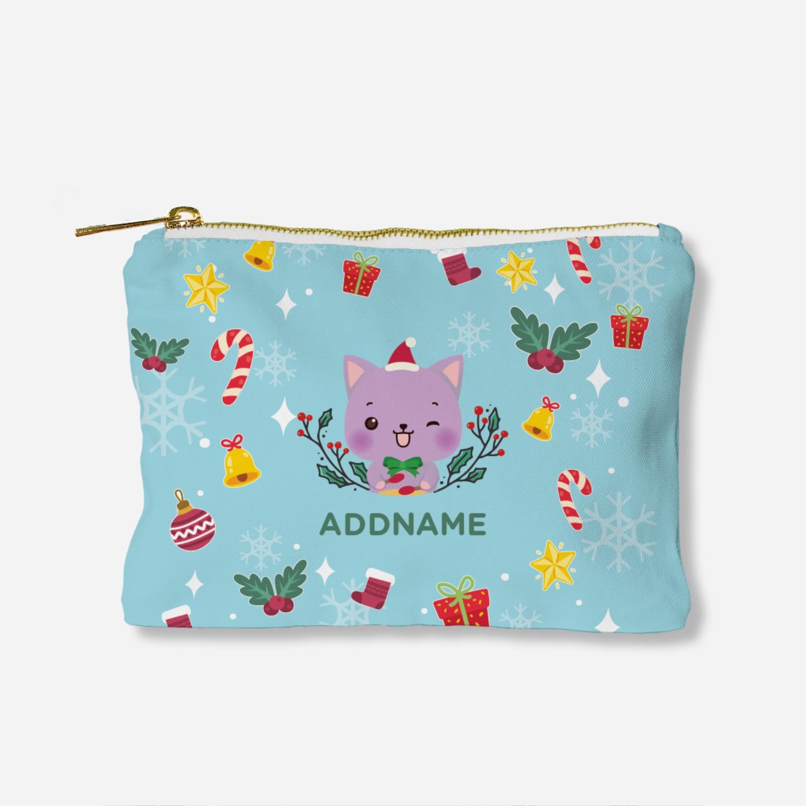 Christmas Cute Animal Series Full Print Zipper Pouch - Cat