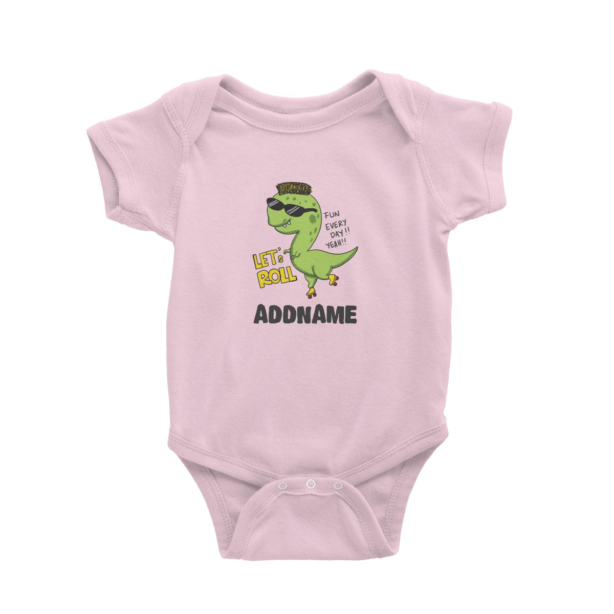 Super Cute Dinosaur Let's Roll Baby Romper