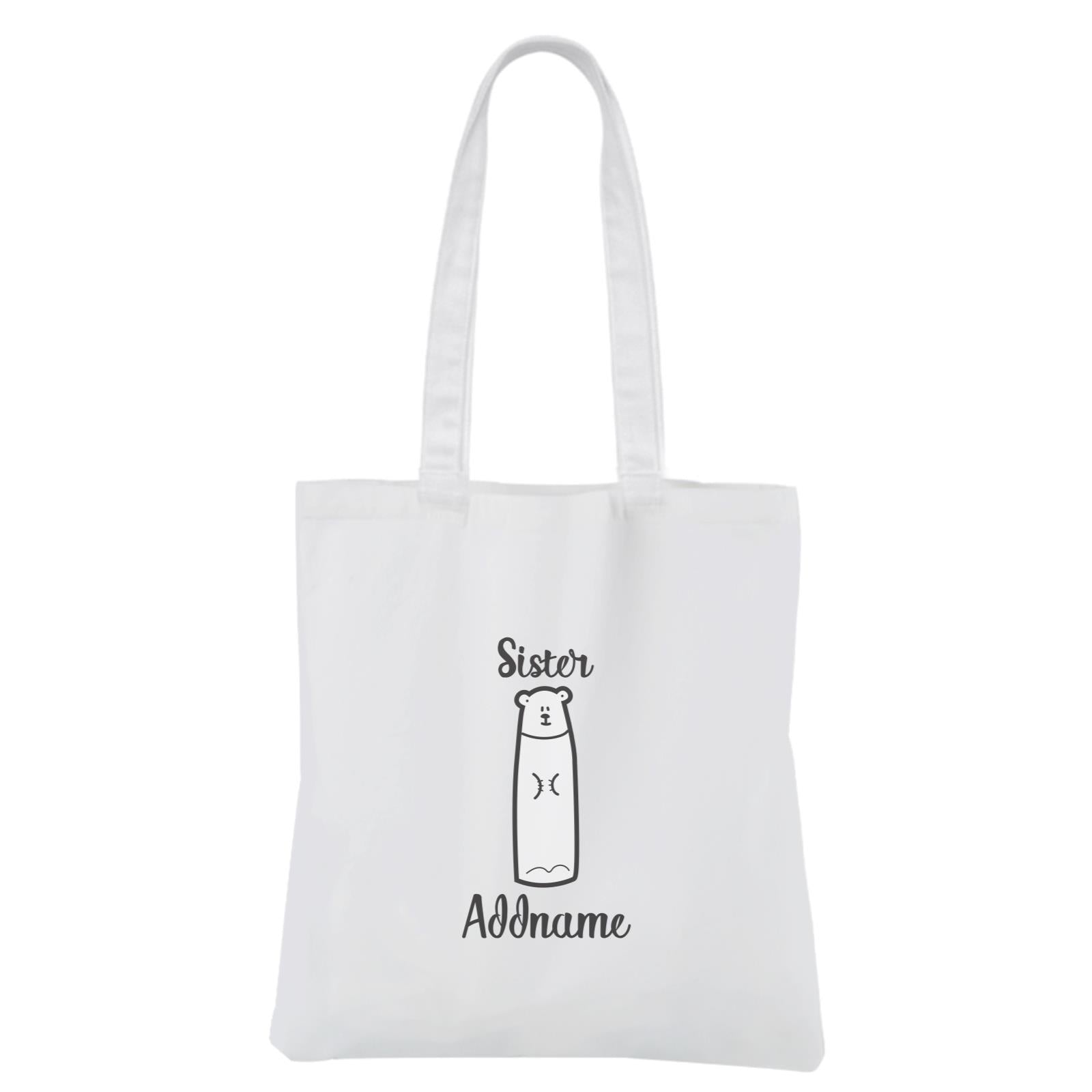 Christmas Series Sister Bear White Canvas Bag