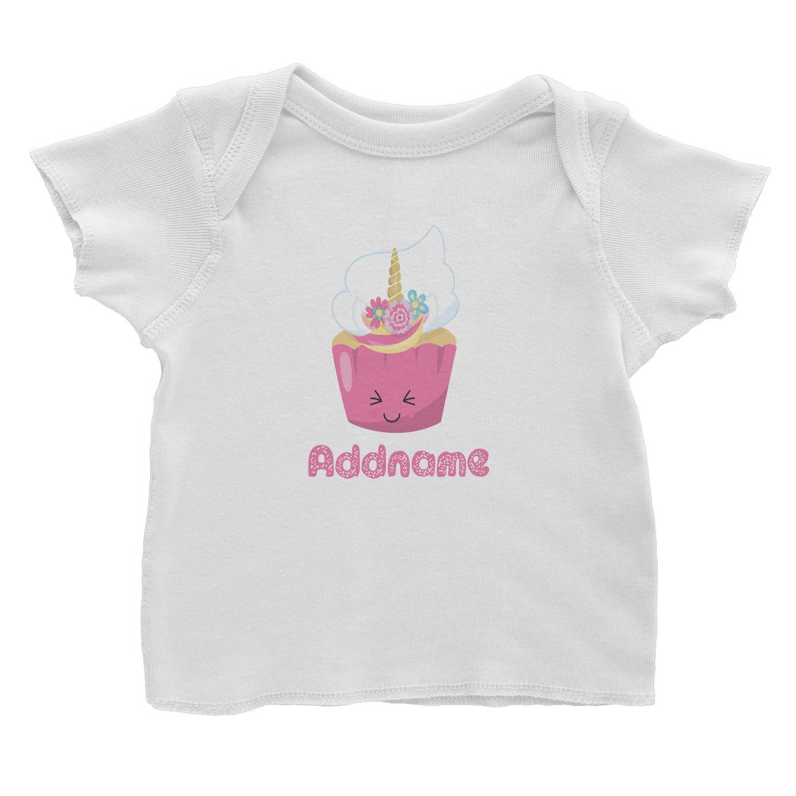 Magical Sweets Pink Cupcake Eyes Closed Addname Baby T-Shirt