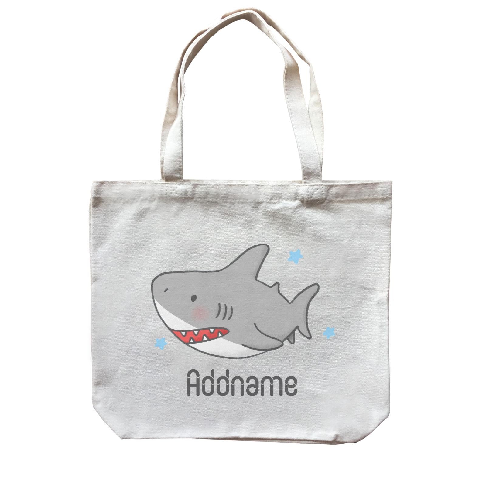 Cute Hand Drawn Style Shark Addname Canvas Bag