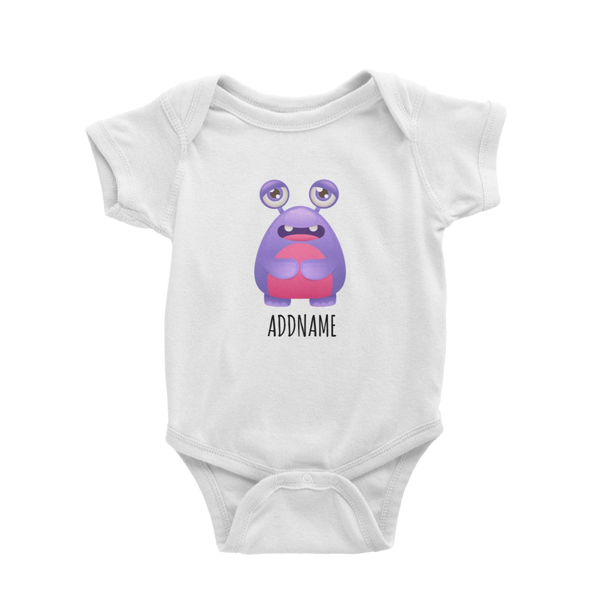 Purple Monster White White Baby Romper