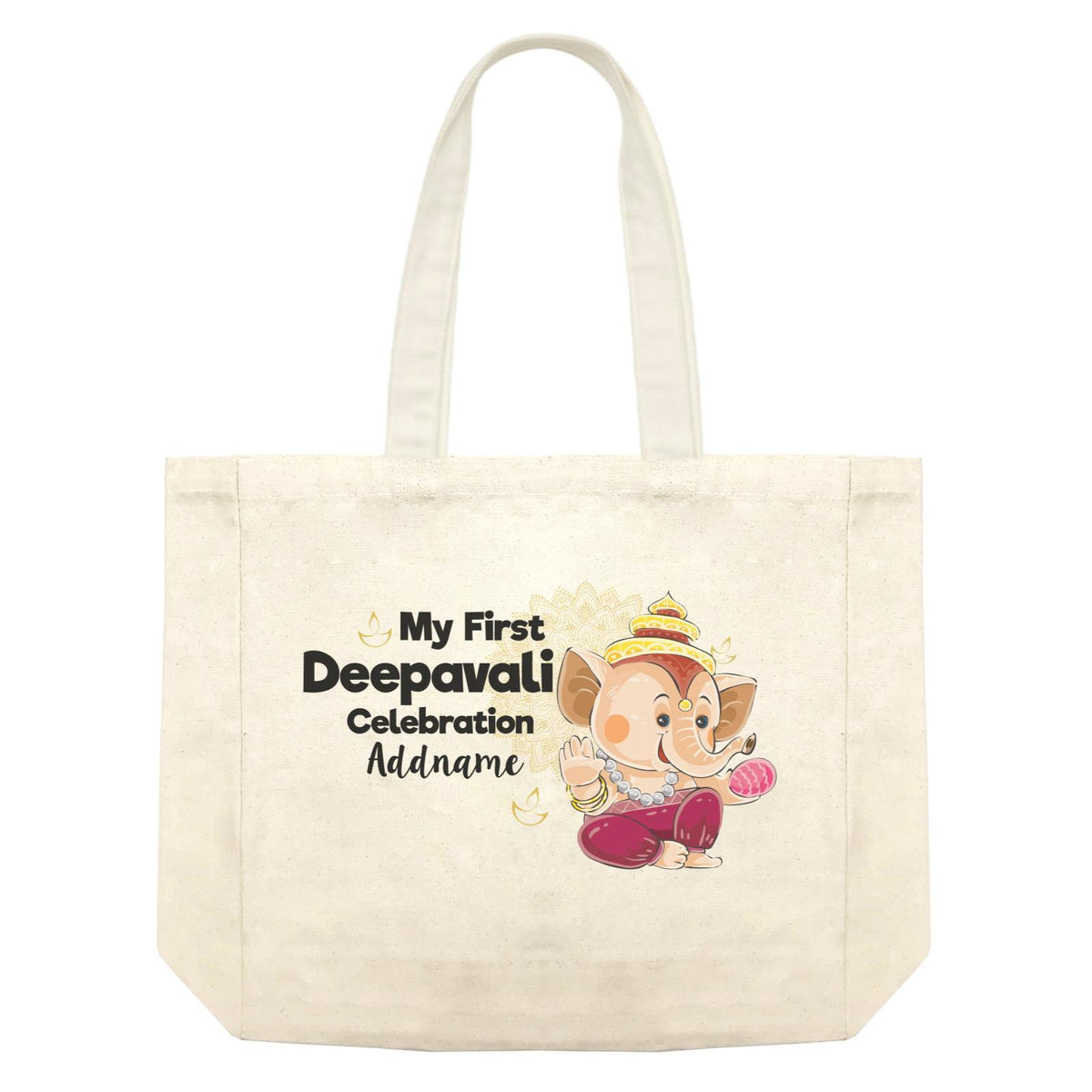Cute Ganesha My First Diwali Celebration Addname Shopping Bag