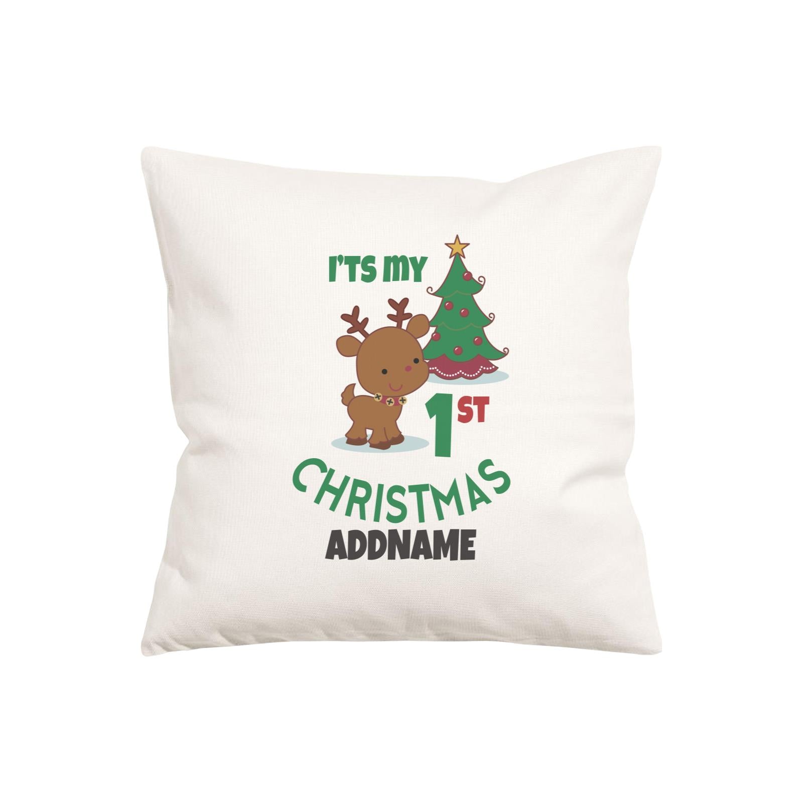 Xmas My 1st Christmas with Cute Reindeer & Christmas Tree Pillow Pillow Cushion