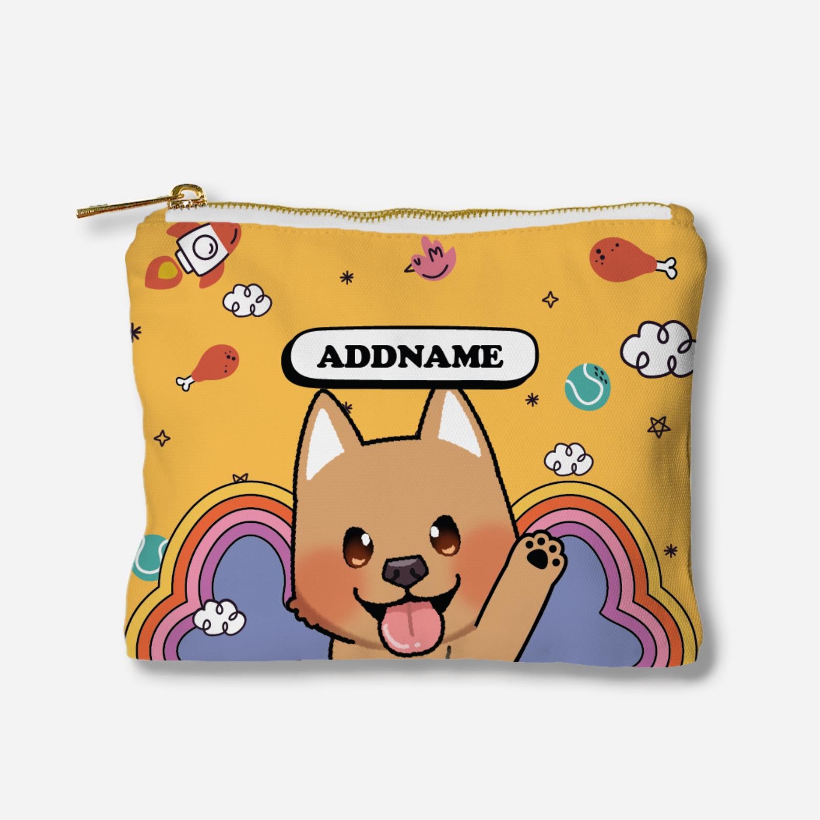 Paw Print Series Full Print Zipper Pouch - Brown Mix