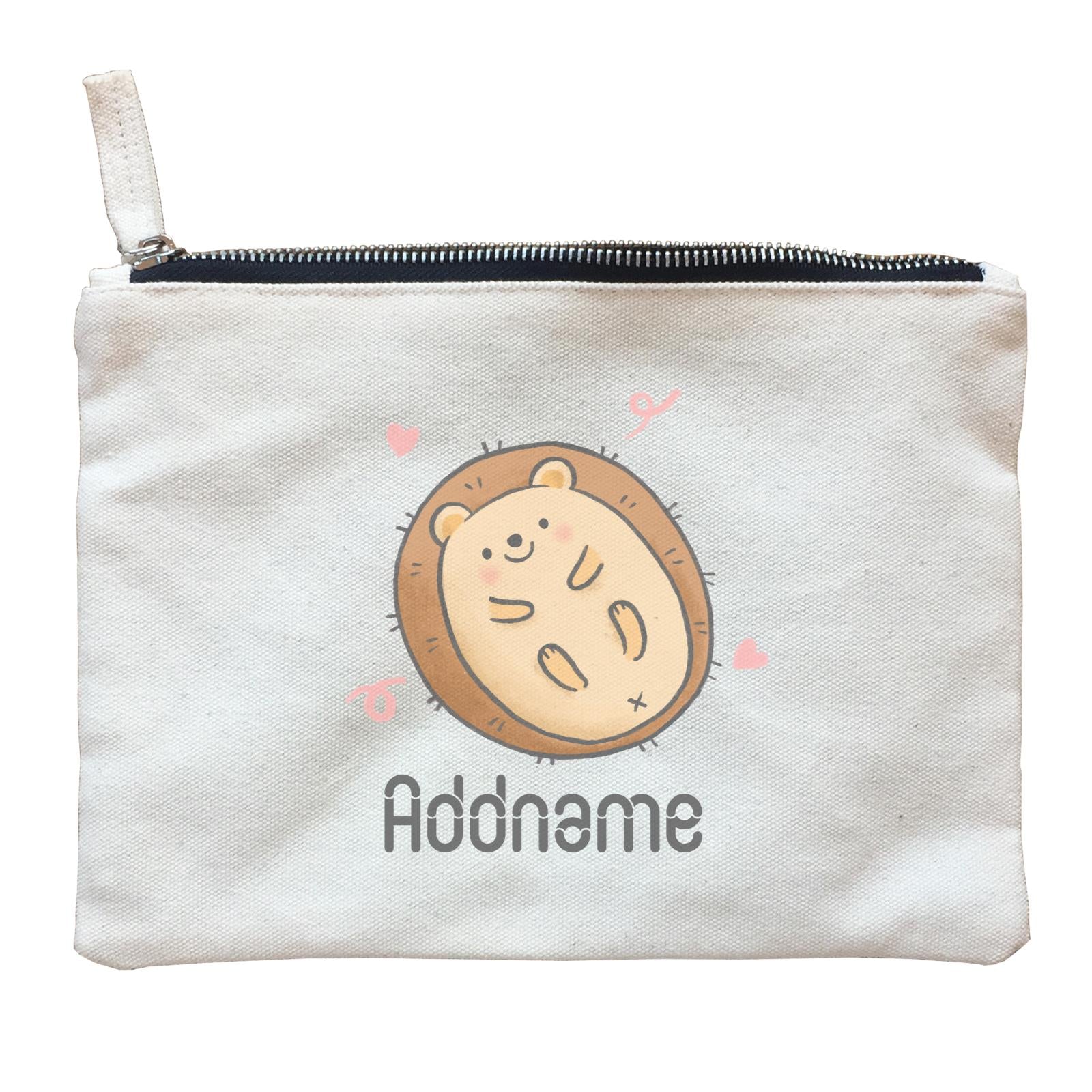 Cute Hand Drawn Style Porcupine Addname Zipper Pouch