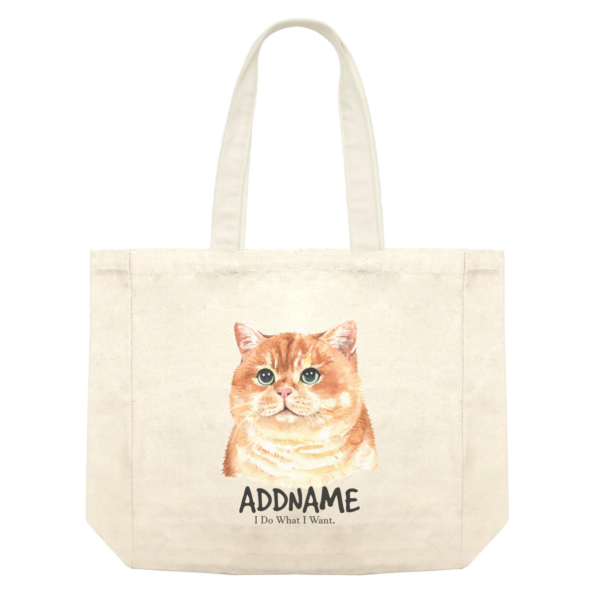Watercolor Cat Fat Cat I Do What I Want Addname Shopping Bag