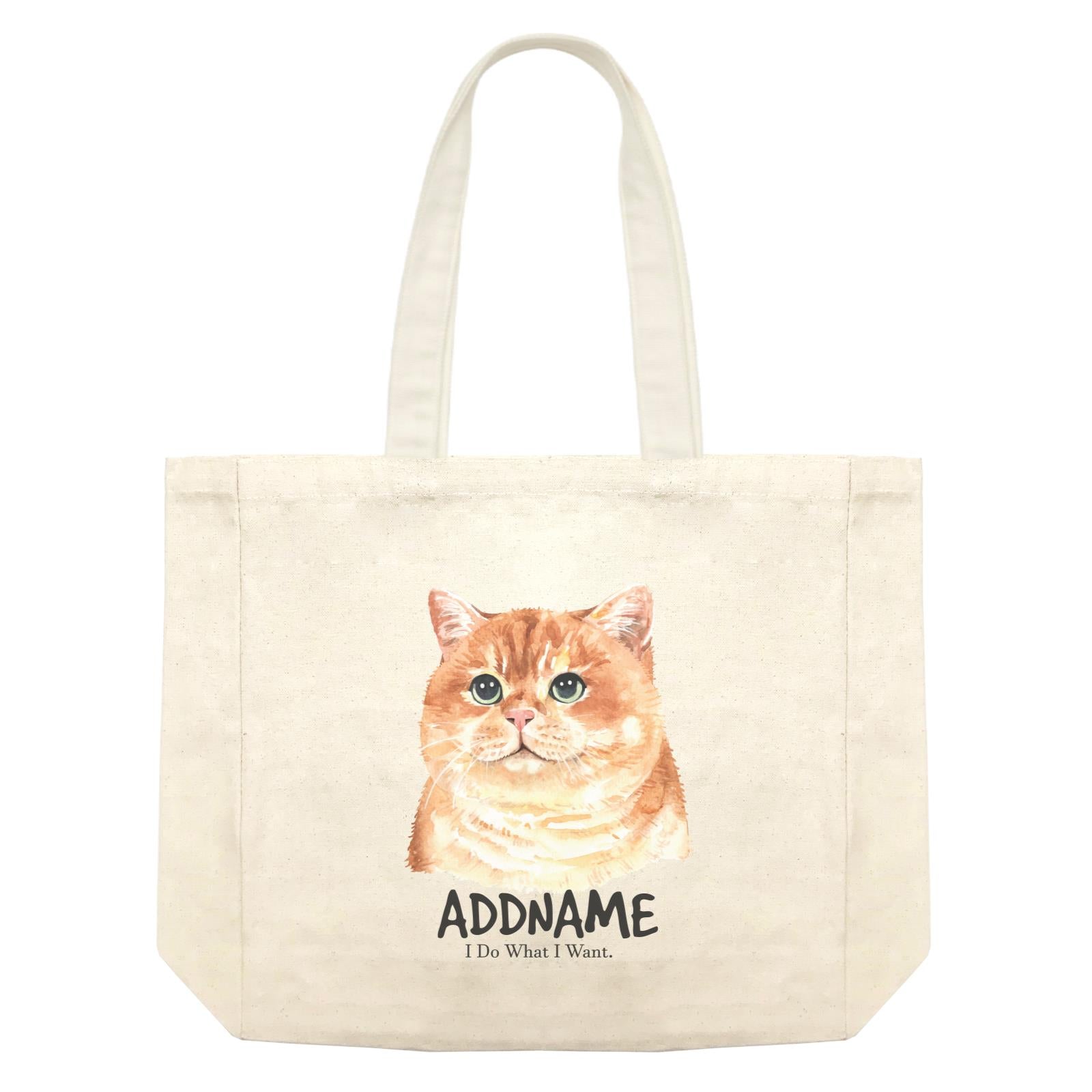 Watercolor Cat Fat Cat I Do What I Want Addname Shopping Bag