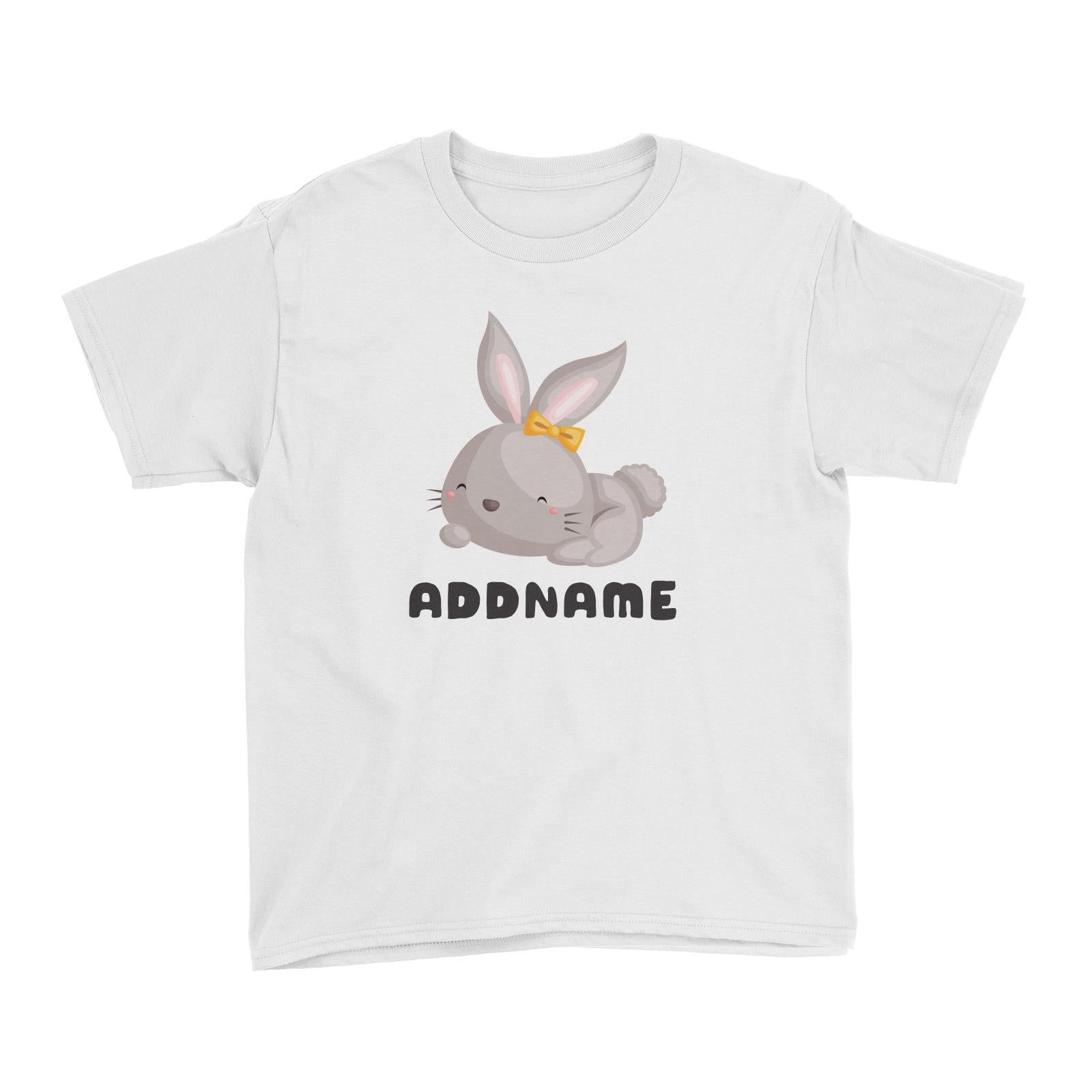 Birthday Friendly Animals Happy Rabbit Wearing Ribbon Addname Kid's T-Shirt