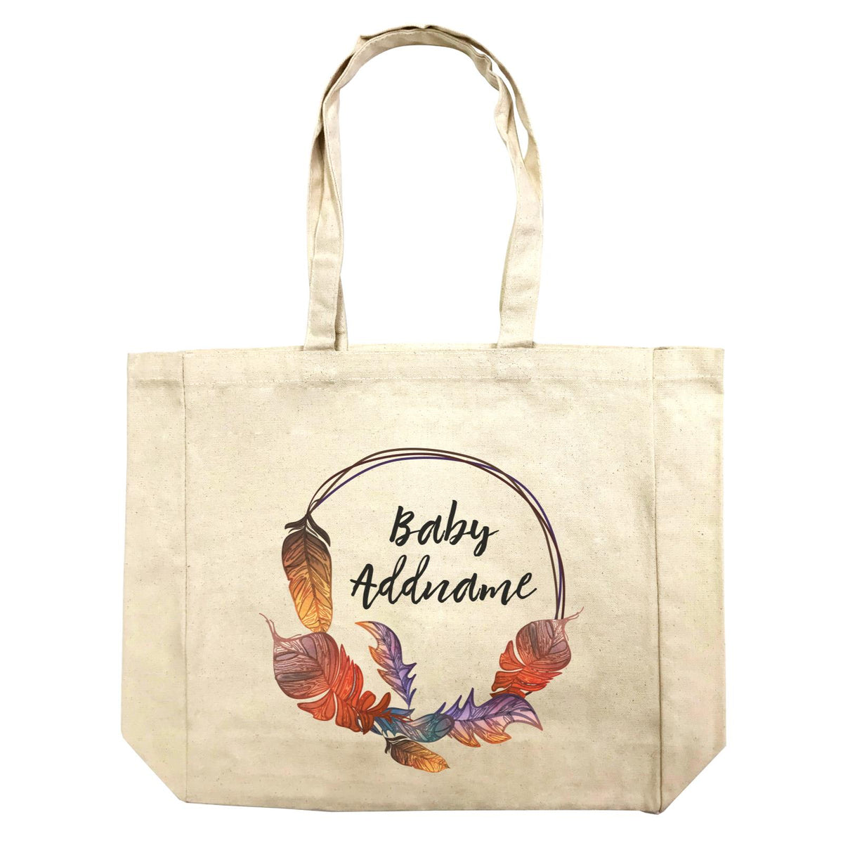 Colourful Feathers with Baby Personalizable Addname Shopping Bag