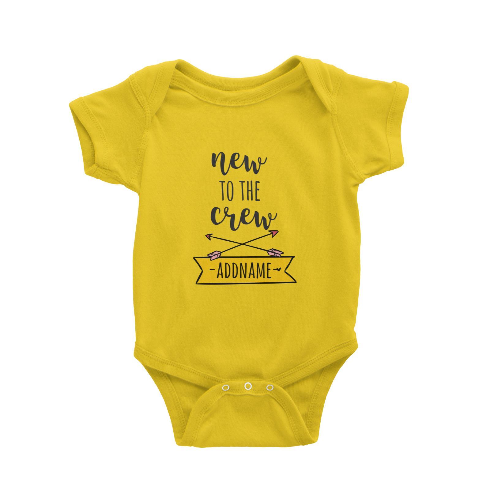 New To The Crew Addname with Arrow and Banner Baby Romper Personalizable Designs Basic Newborn