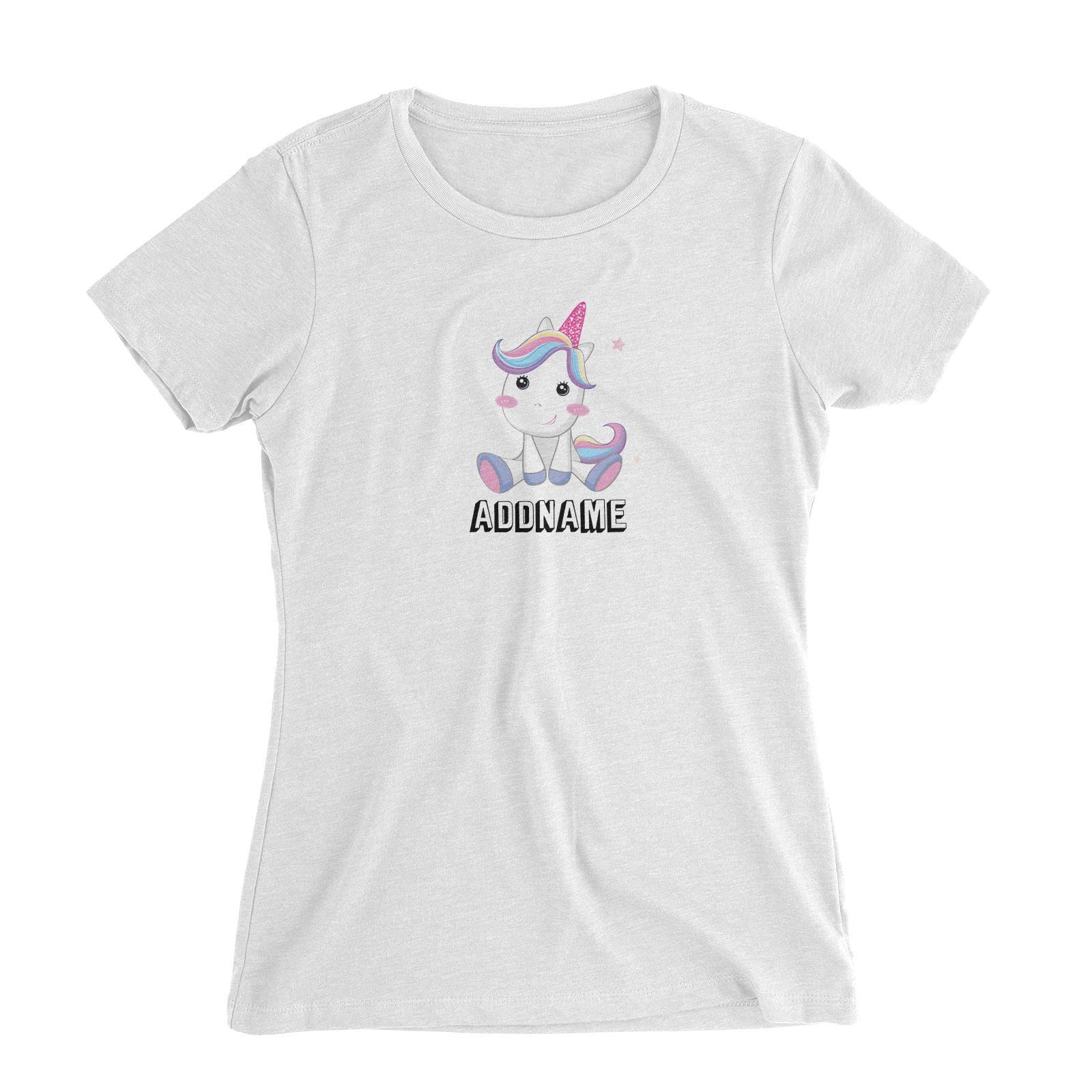 Birthday Unicorn Cute Looking Addname Women's Slim Fit T-Shirt