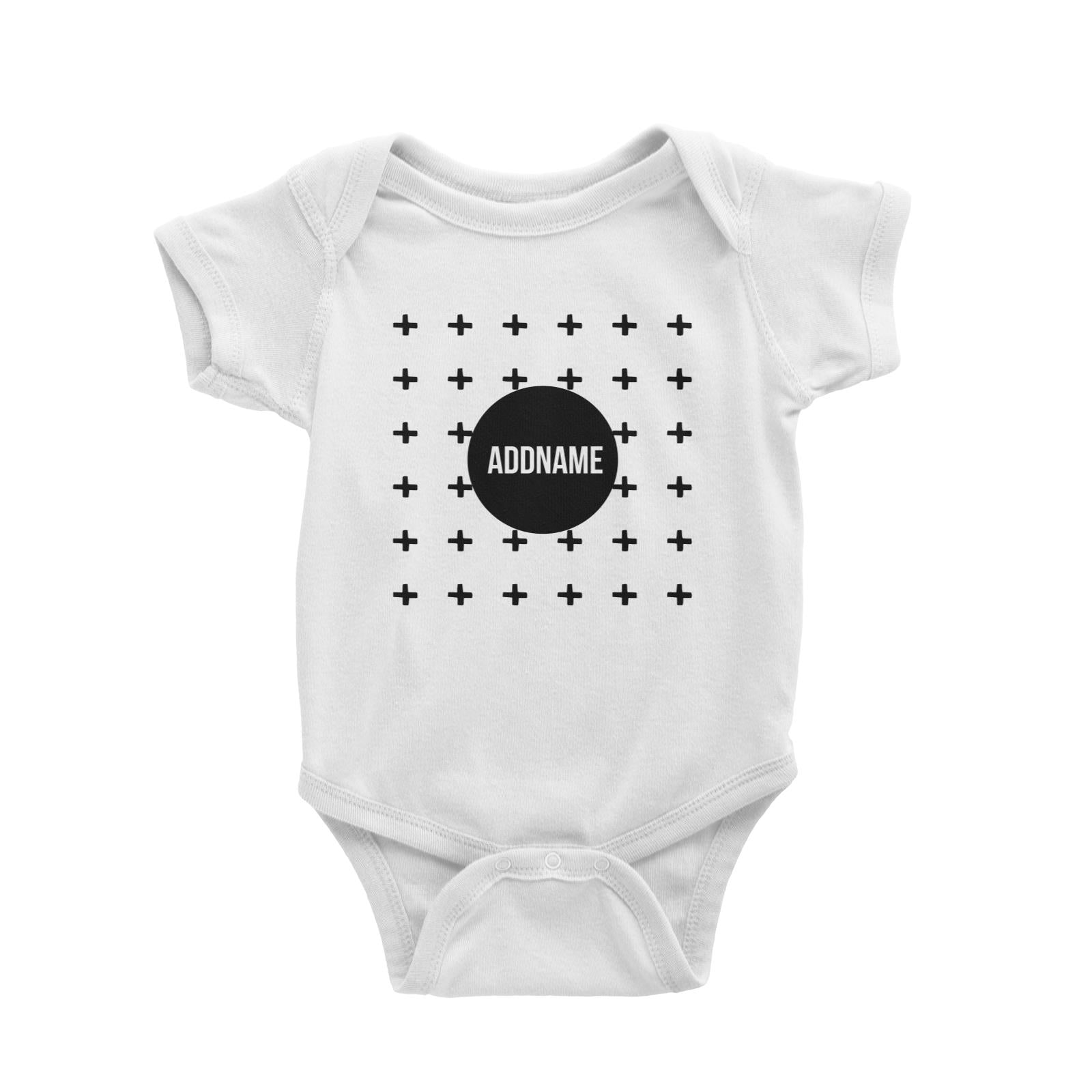 Monochrome Black Circle with Crosses Addname Baby Romper