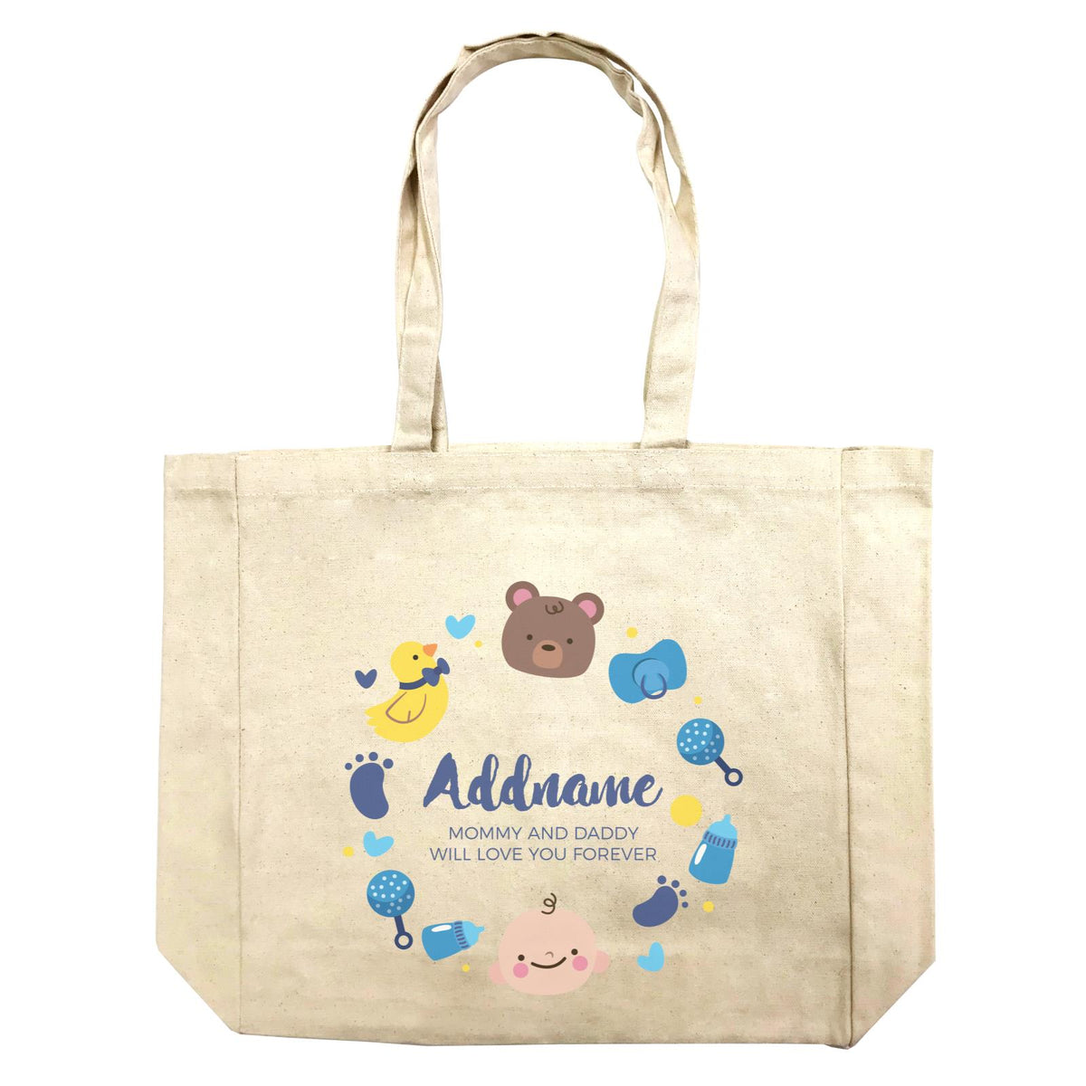 Cute Baby Boy Elements Personalizable with Name and Text Shopping Bag
