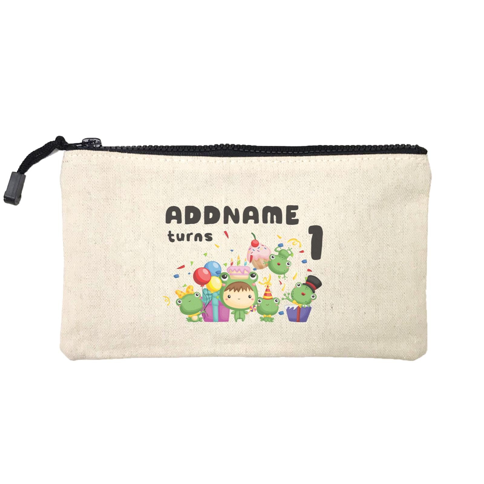 Birthday Frog Happy Frog Group Addname Turns 1 Mini Accessories Stationery Pouch