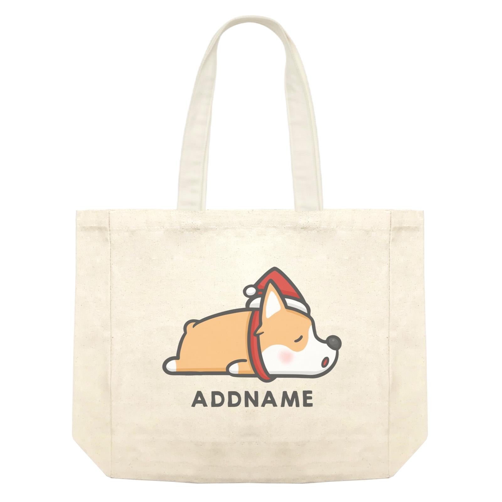 Xmas Cute Sleeping Corgi Addname Accessories Shopping Bag