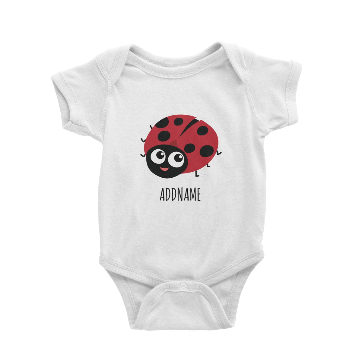 Big Eye Ladybug White White Baby Romper