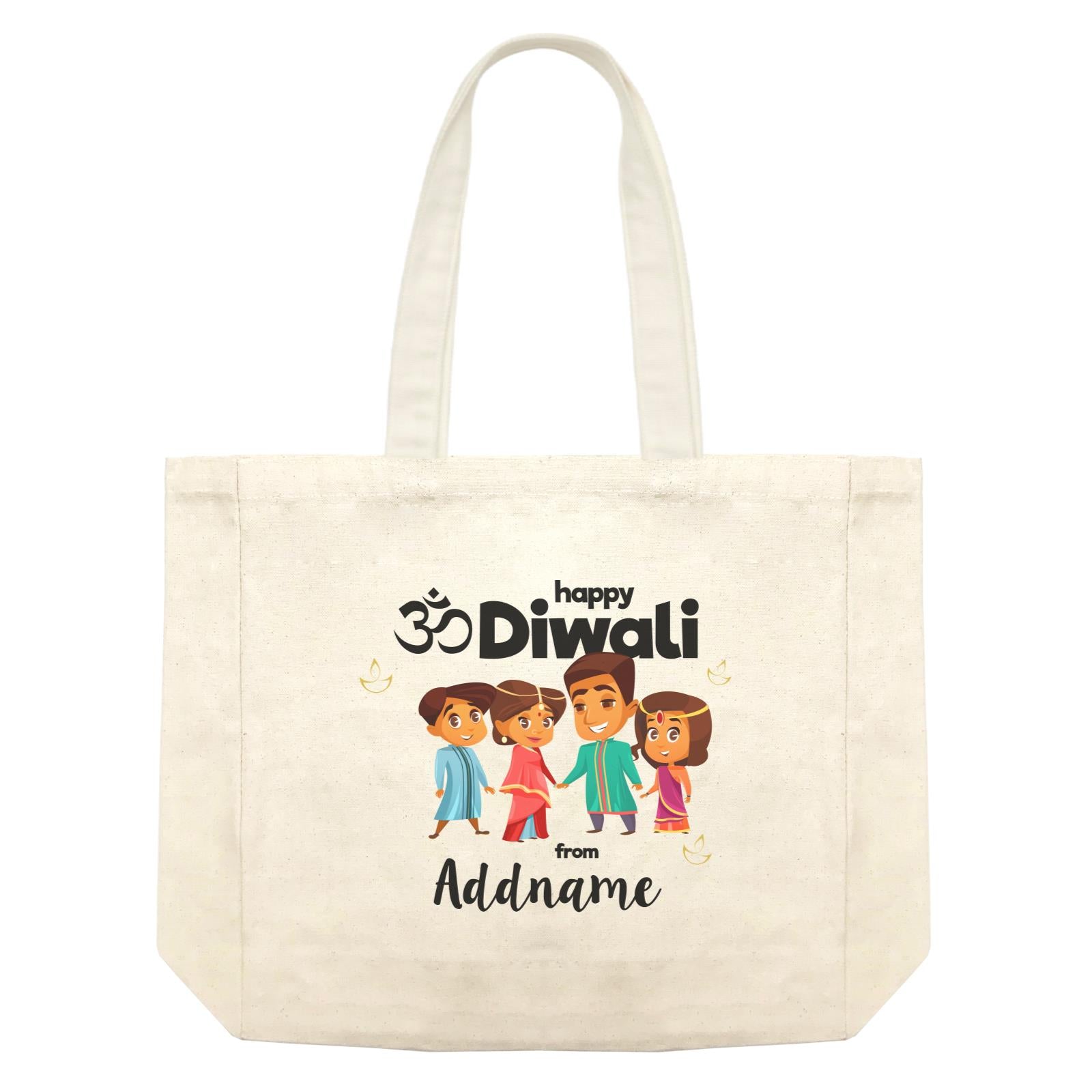 Cute Family Of Four OM Happy Diwali From Addname Shopping Bag