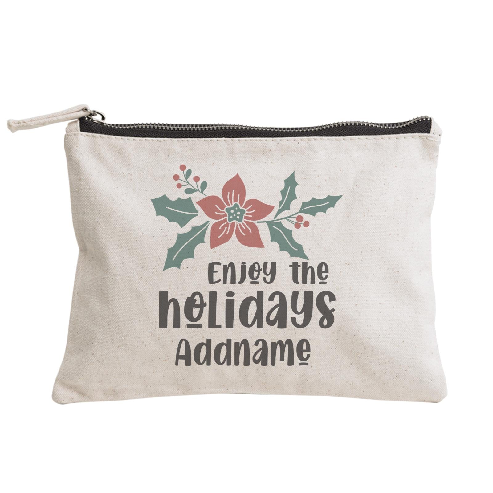 Christmas Series Holly Enjoy The Holidays Zipper Pouch