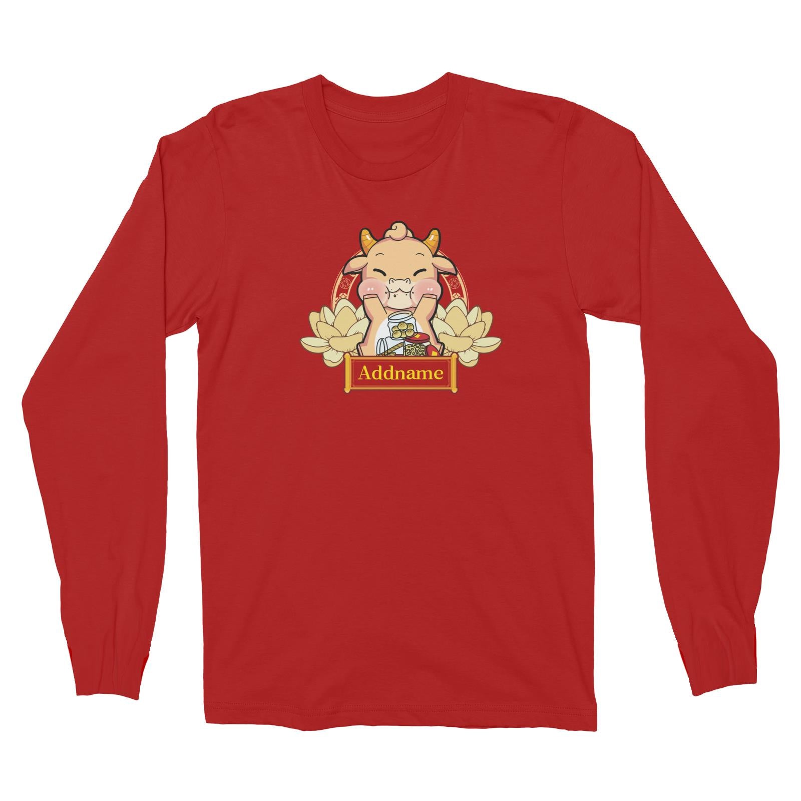[CNY 2021] Gold Lotus Series Golden Cow with New Year Treats Long Sleeve Unisex T-Shirt