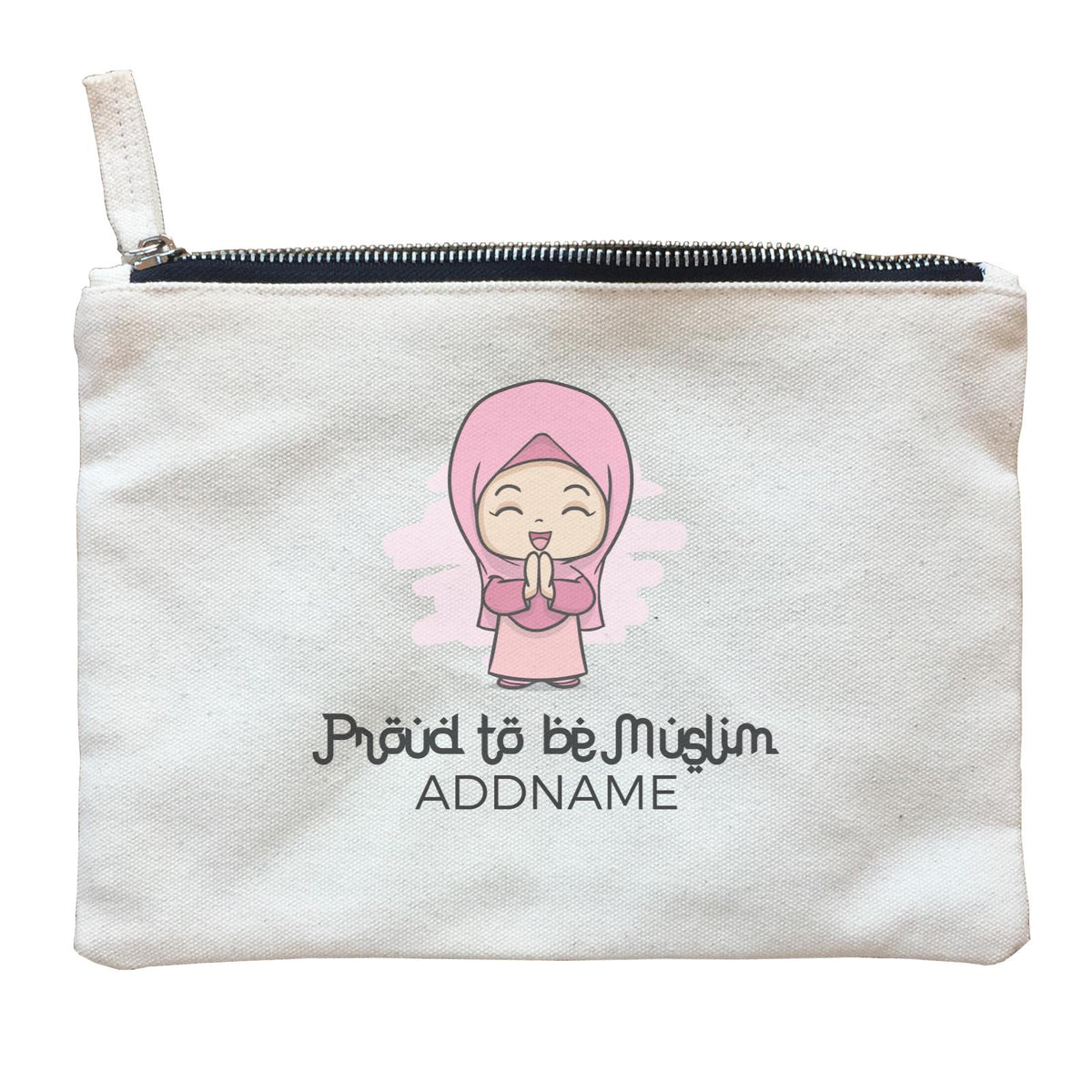 Proud To Be Muslim Happy Girl Addname Zipper Pouch