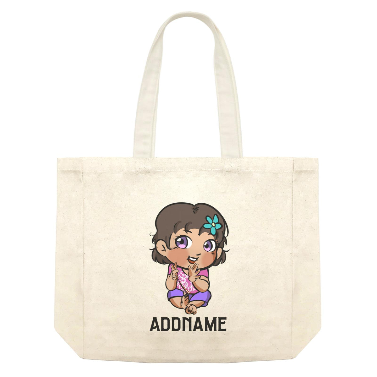 Deepavali Series Chibi Baby Girl Addname Shopping Bag