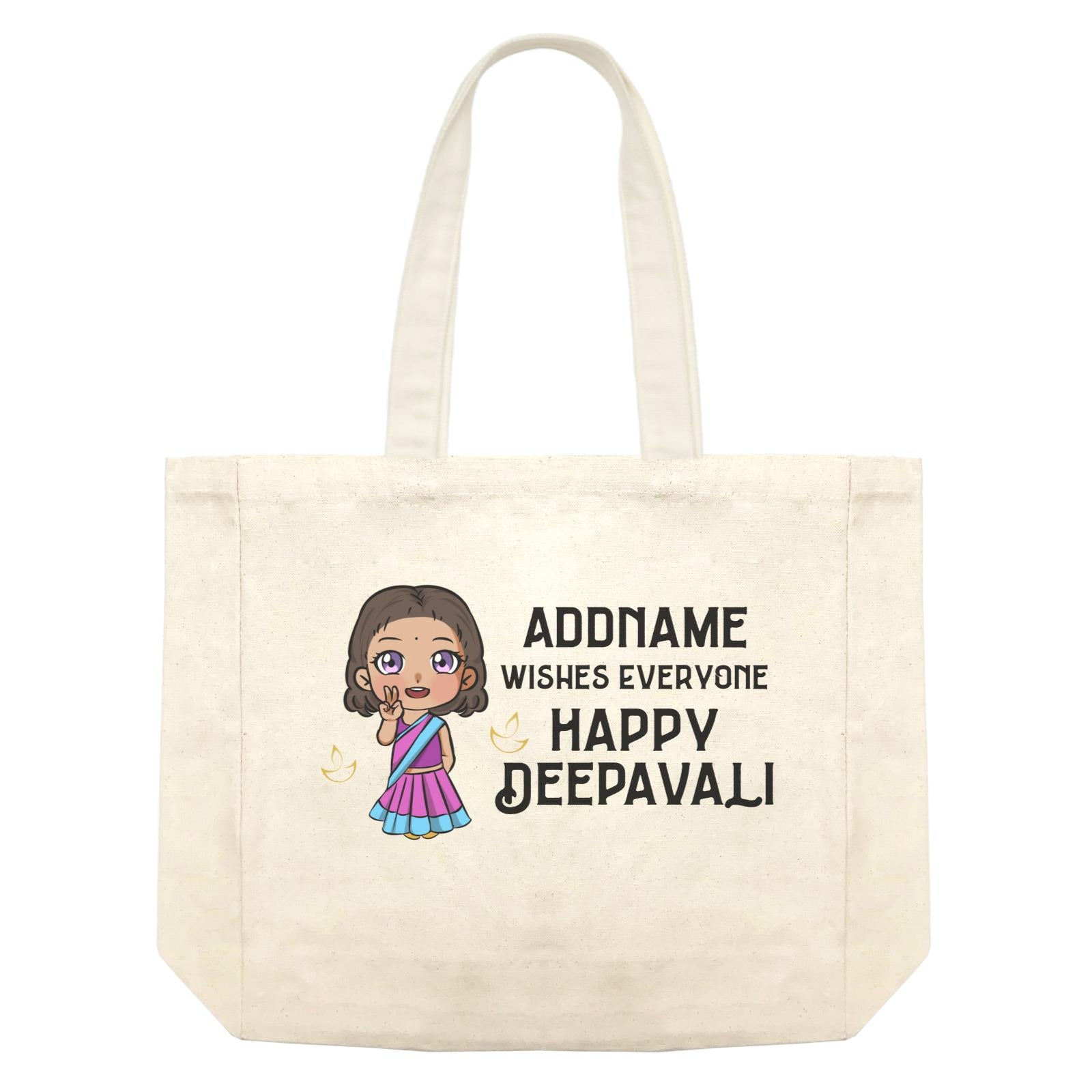 Deepavali Chibi Little Girl Front Addname Wishes Everyone Deepavali Shopping Bag