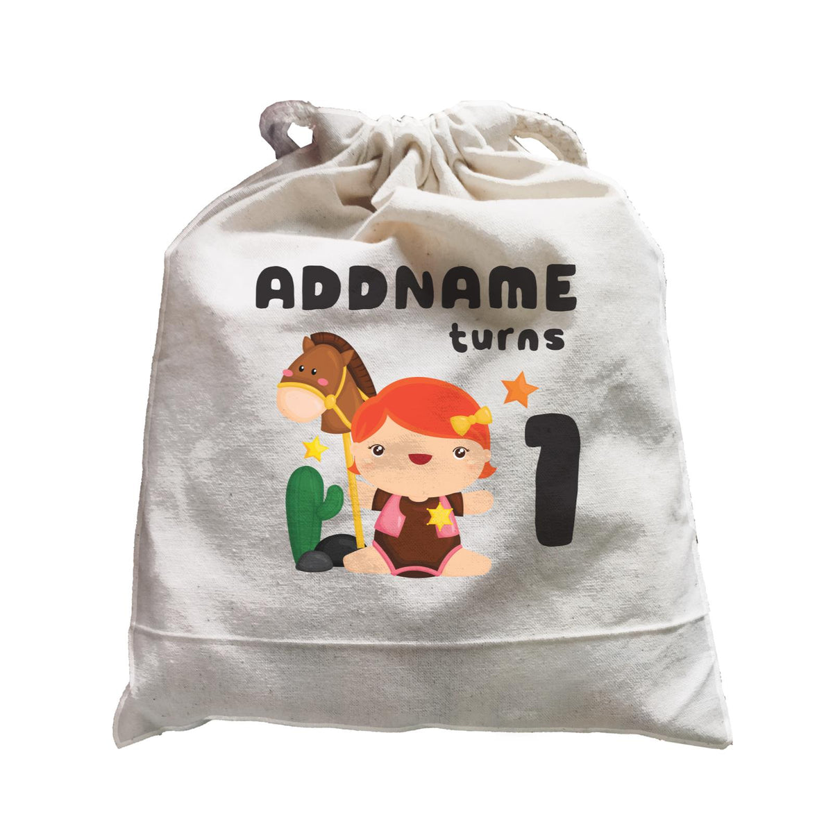 Birthday Cowboy Style Little Cowgirl Holding Toy Horse Addname Turns 1 Satchel