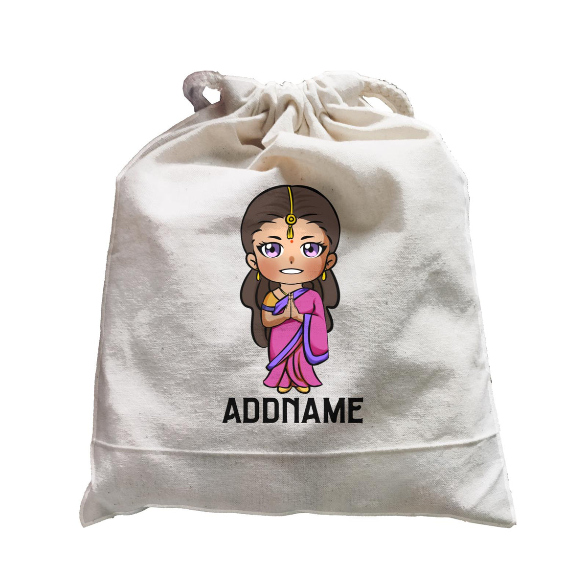 Deepavali Series Chibi Woman Front Addname Satchel