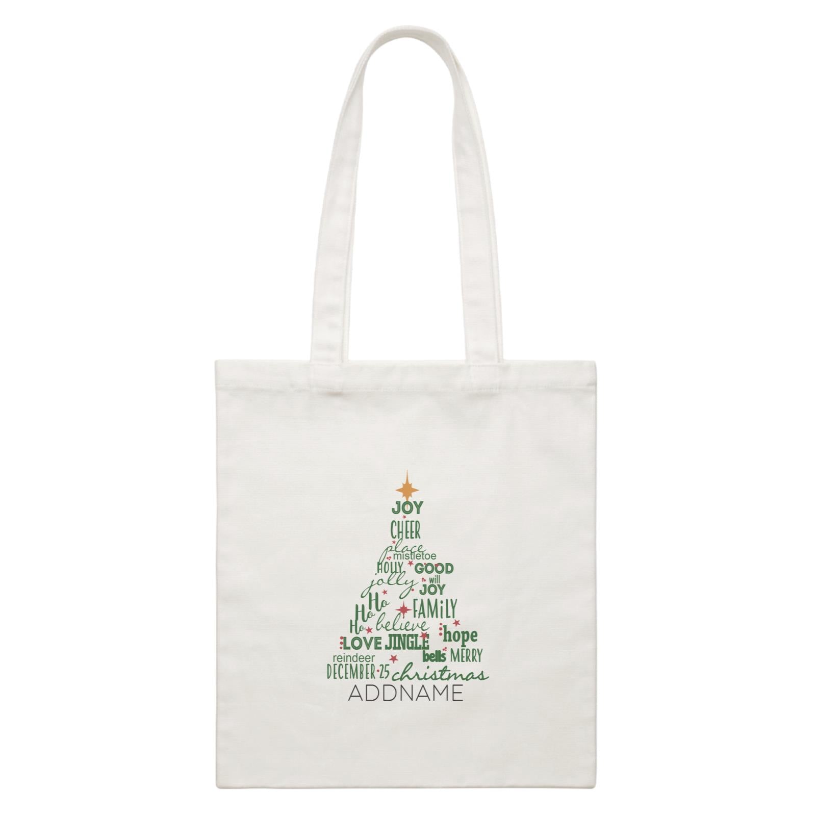 Xmas Christmas Tree with Blessings Words Canvas Bag