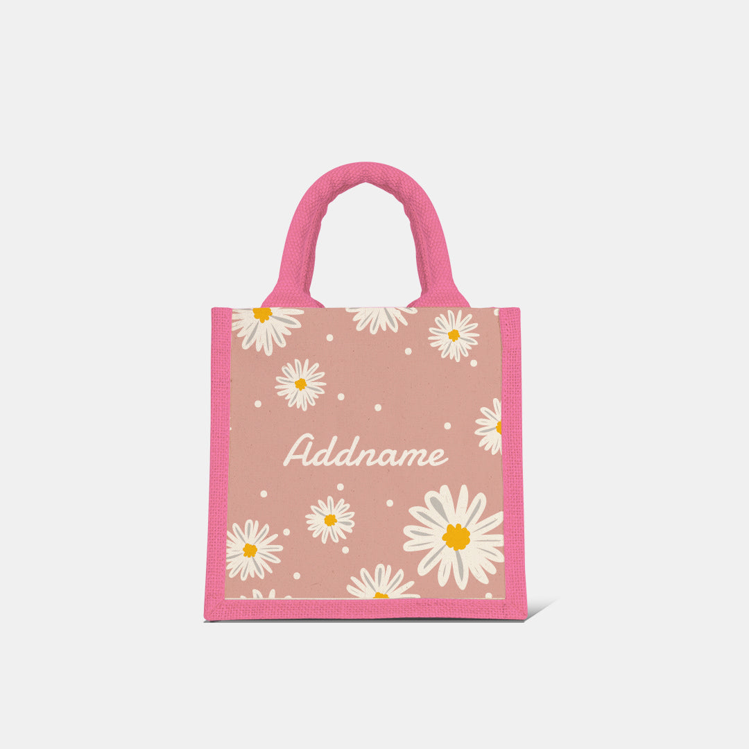 Daisy Series Half Lining Lunch Bag - Coral Light Pink