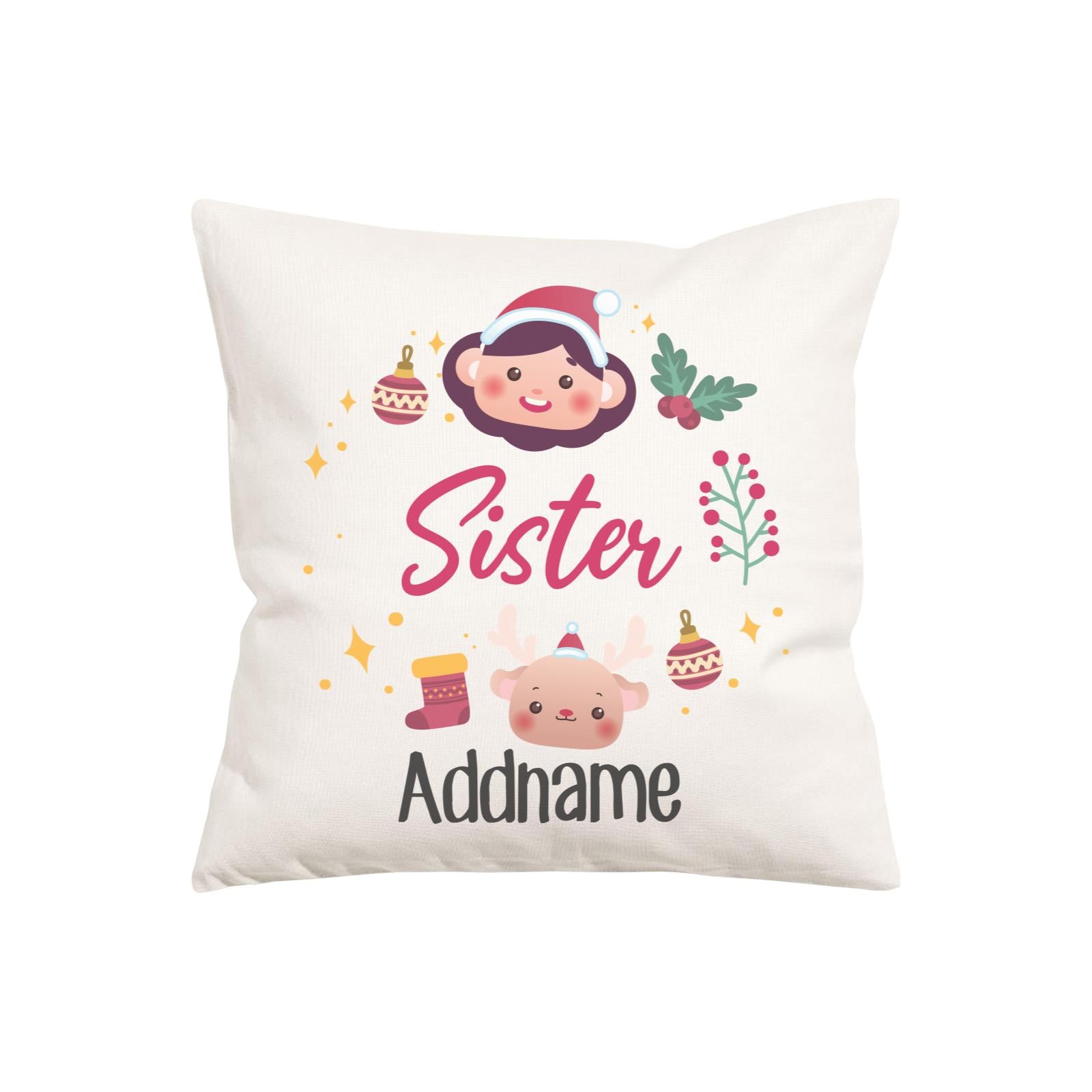 Christmas Cute Wreath Sister PW Cushion