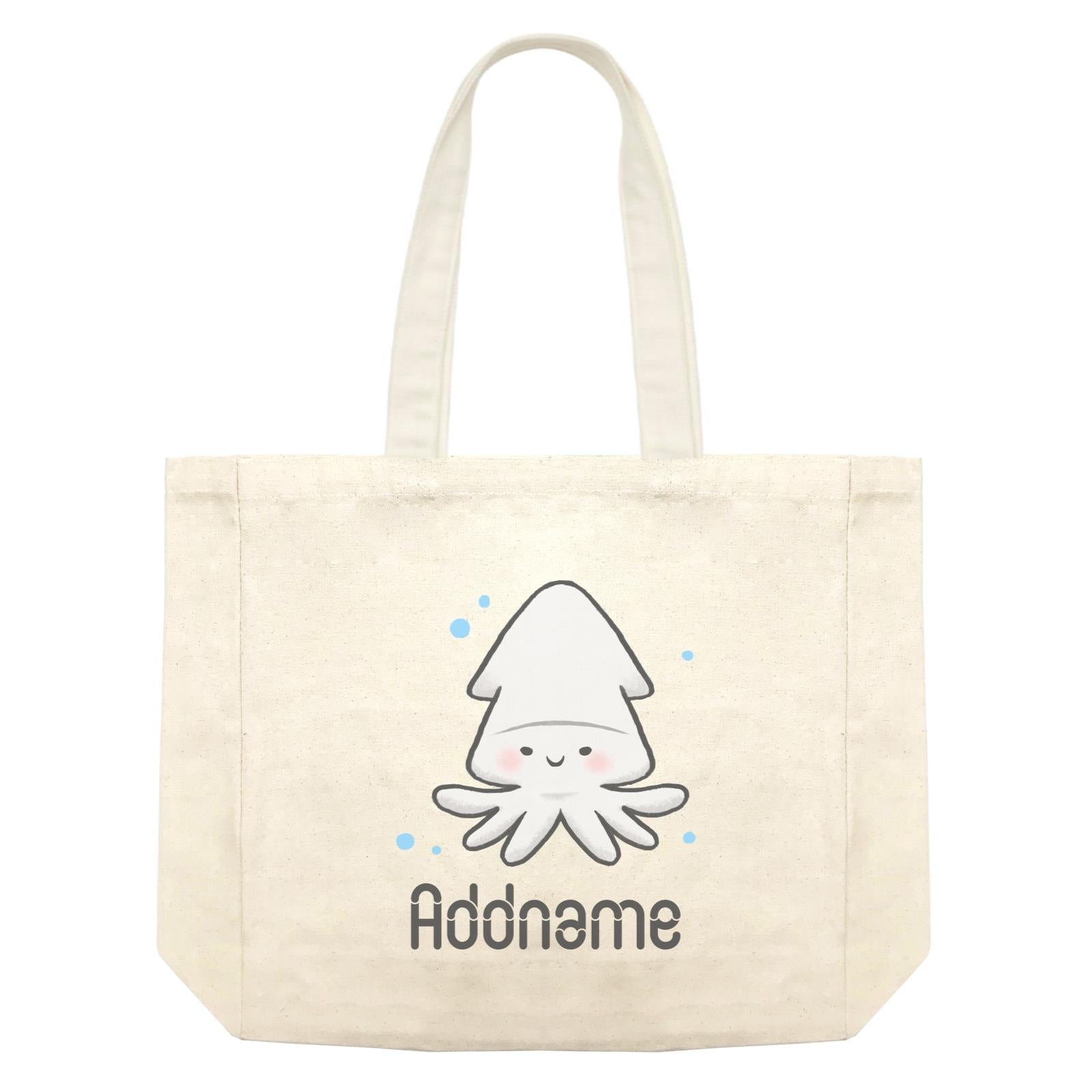 Cute Hand Drawn Style Squid Addname Shopping Bag